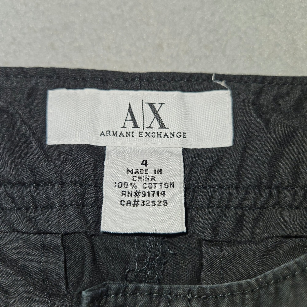 Armani Exchange VTG Y2K Utility Capri Pants Black Cotton Sz 4 - Picture 3 of 5